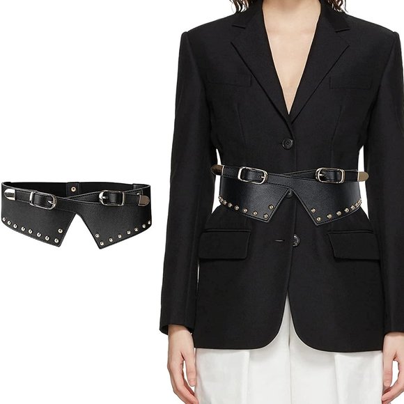 Women Black Wide Elastic Waist Belt Lady Fashion